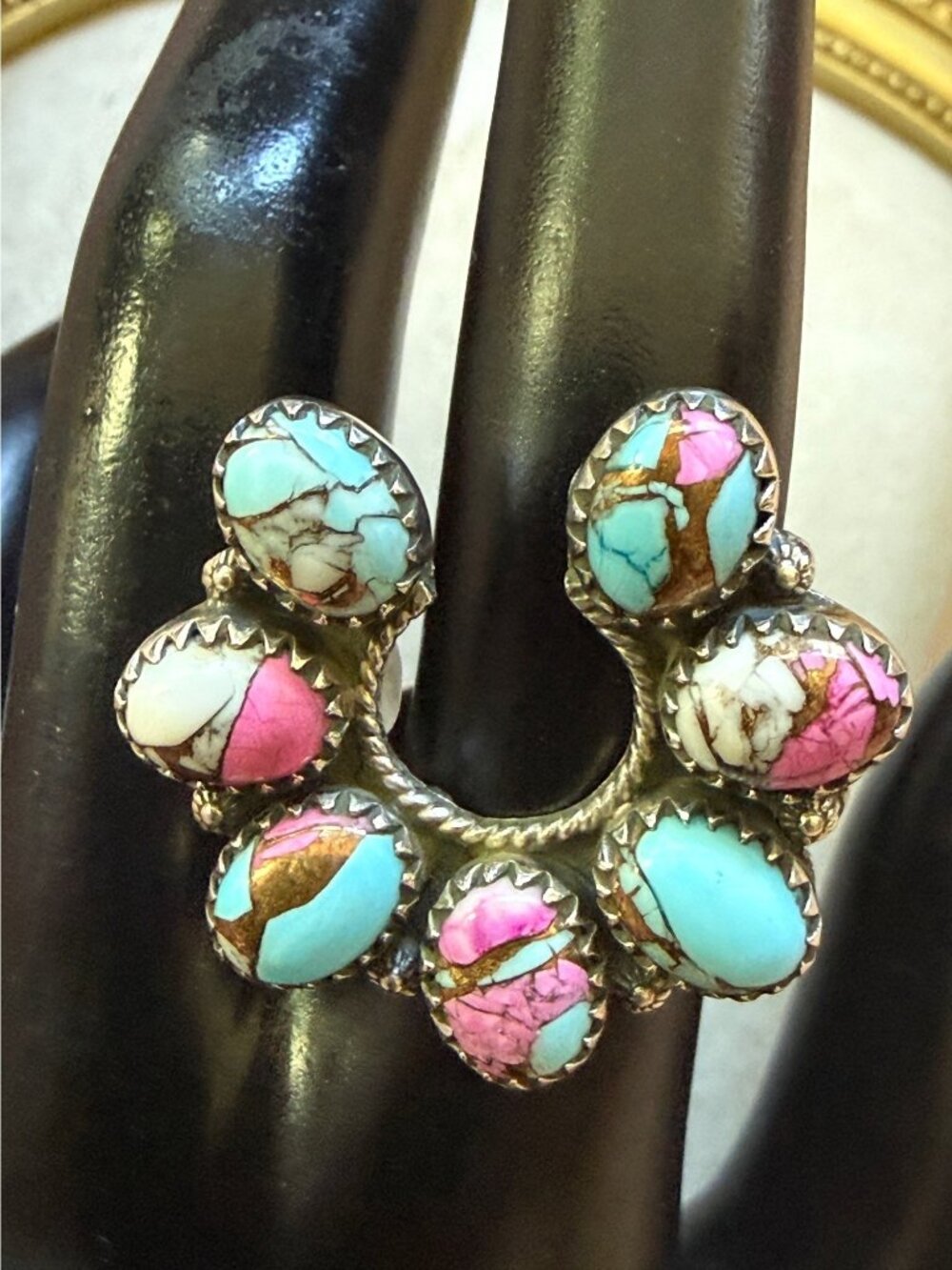 Size 7-9 Cotton Candy Dahlia Naja Sterling Silver Ring